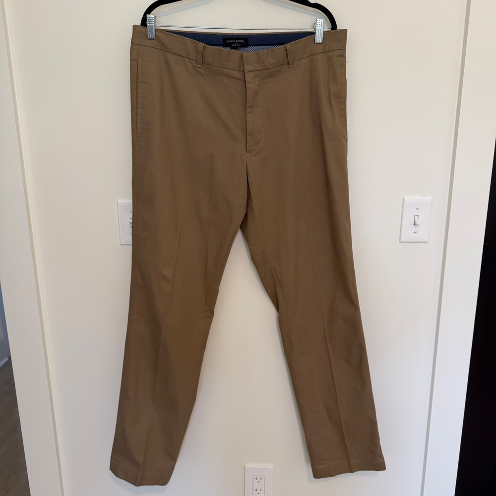 Banana Republic Aiden Pant Mens 36x34 Slim Fit Chino Trousers Khaki Brown Brown